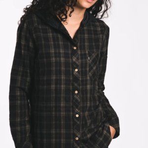 TENTREE WOMENS PALLA WOVEN PULLOVER HOODIE - BLACK